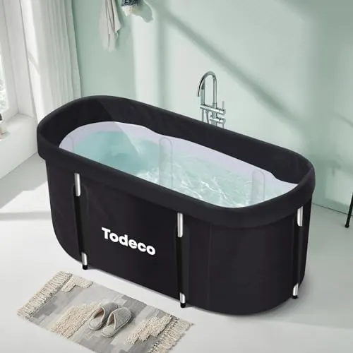 Todeco Faltbare Badewanne für Erwachsene - Praktische Badewanne ohne Belüftung, mit stabilem Metallrahmen und hervorragender Isolierung – ideal für entspannende heiße Bäder und erfrischende Eisbäder überall.
