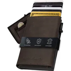 Gentlemen's Geldbörse Cardholder - Kreditkartenetui mit RFID-Schutz, elegantes braunes Herren Portemonnaie mit Münzfach und Geschenkverpackung