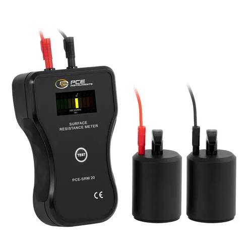 PCE Instruments Oberflächenwiderstandsmessgerät PCE-SRM 20 - Präzises Oberflächenwiderstandsmessgerät für ESD-kontrollierte Bereiche. Tragbar, mit automatischer Prüfspannungswahl für hohe Messgenauigkeit und integrierten Elektroden.