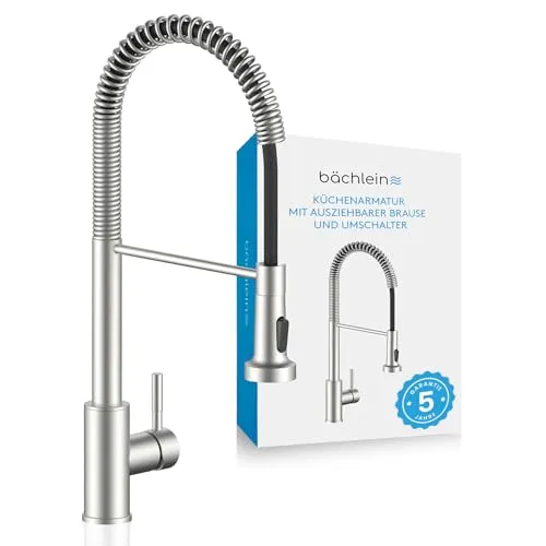 Bächlein Küchenarmatur Nedo – 360° schwenkbar - Berührbare Wasserhähne für die Küche mit flexiblem Auslauf für optimale Reichweite und einfacher Handhabung. Inklusive DVGW-geprüften Anschlussschläuchen für eine schnelle Montage!