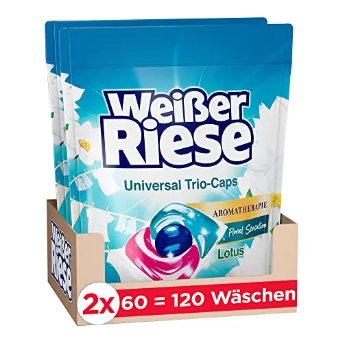 Weißer Riese Universal Trio-Caps Aromatherapy Floral Sensation (120 Washes), Detergent with Lotus, Full Detergent with Intense Fragrance Experience