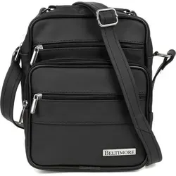 Beltimore G1939523 Handtasche - Schwarz aus hochwertigem Leder - Praktische Messenger Bag in Schwarz, aus robustem Naturleder. Ideal für Arbeit und Schule. Mit mehreren Fächern und verstellbarem Riemen für optimalen Tragekomfort.