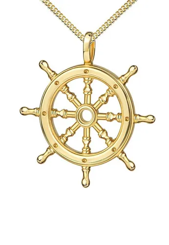 JEVELION Steuerrad-Kette Maritim 925 Silber vergoldet - Eleganter Steuerrad-Anhänger aus 925 Silber vergoldet, symbolisiert den Lebensweg. Inklusive 60 cm Kette. Ideal als maritimes Geschenk, das Stil und Charakter vereint. Made in Germany.
