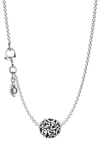 Pandora Kette mit Anhänger Damen-Hearty silberfarben - Elegante 45 cm lange Kette aus hochwertigem Sterlingsilber, glänzend und stilvoll. Ideal für jeden Anlass und perfekt kombinierbar.