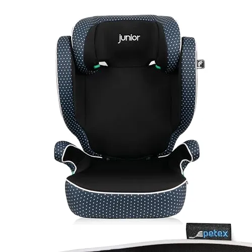 PETEX Auto-Kindersitz Basic i-Size - für Kinder von 100-150 cm, höhenverstellbar und sicher mit abnehmbarer Rückenlehne