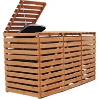 Promadino Mülltonnenbox "Vario V" für 3 Tonnen - Außenanbau, formschöne und stabile Box aus massivem Kiefernholz für Mülltonnen bis 240 ltr., sorgt für Ordnung und versteckt unschöne Mülltonnen effektiv.