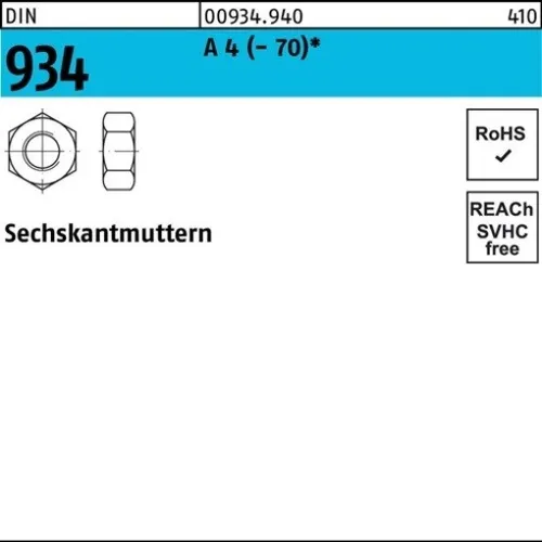 100er PACK(Stk) 000934940009050000 Sechskantmutter DIN 934 M 5 A 4 (- 70)