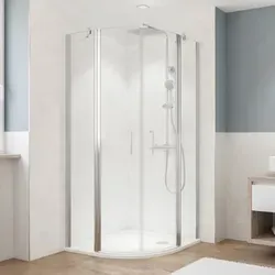 Runddusche BREUER Fara 5 mit Drehtür 80 x 80 cm - Duschabtrennungen mit edlen Profilen in alu chromeffekt und 5 mm Sicherheitsglas, ideal für stilvolle Badezimmergestaltung.