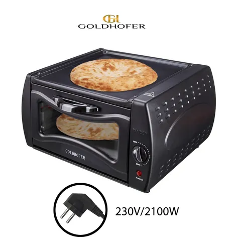 Goldhofer Tandoor Ofen: Vielseitiger Mini-Backofen für Chapati & Roti - Mini-Backofen für vielseitige Anwendungen: Backen, Grillen & Toasten. Mit 2100 W Leistung, eleganter matt-schwarzer Optik und 1 Jahr Garantie.