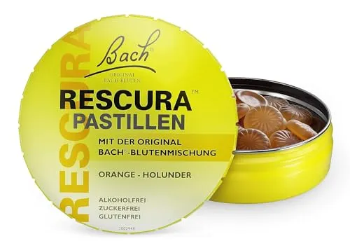 Bach RESCURA Bachblüten Pastillen Orange-Holunder I 50 g I Bachblütenmischung für unterwegs I ehemals Rescue das Original
