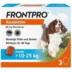 FRONTPRO Kautabletten für Hunde 10-25 kg - Effektiver Floh- und Zeckenschutz, schmackhaft und gut verträglich für empfindliche Hunde