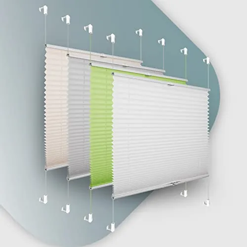 Buseu Plissee ohne Bohren Klemmfix 85x120cm(BxH) Weiß Jalousie Sichtschutz Sonnenschutz Easyfix Faltrollo Blickdicht und Lichtdurchlässig Moderner Rollo für Fenster & Tür