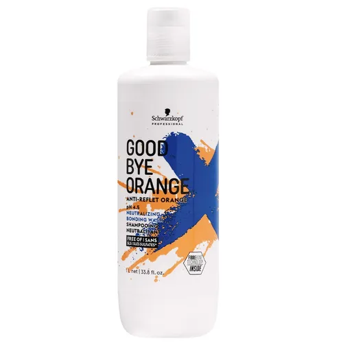 SCHWARZKOPF PROFESSIONAL GOODBYE ORANGE Shampoo 1000ml - Shampoo zur Neutralisierung von Orangetönen, ideal für gefärbtes Haar, sorgt für ein kühleres Farbergebnis und langanhaltende Farbbrillanz.