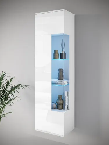 INOSIGN Vitrine Kenia, 160 cm hoch, flexibel montierbar - Vitrine in Weiß mit Glastüren, ideal für stilvolle Präsentation und flexibler Türanschlag. Bietet 4 Einlegeböden für optimalen Stauraum und ist FSC®-zertifiziert.