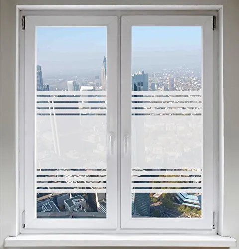 NDIGOS UG Duschkabinenfolie - Blickdichtes Streifendesign - Klebefolie für Duschkabinen und Fenster, bietet Sichtschutz mit stilvollem Milchglas-Effekt. Ideal für Bad und Wohnräume, selbstklebend und rückstandsfrei entfernbar.