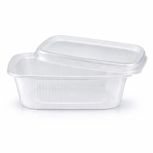 JG-Verpackungen 1.000 Feinkostbecher mit Deckel 200 ml – PP Rechteckbecher stapelbar & mikrowellengeeignet – Salatbecher/Verpackungsbecher
