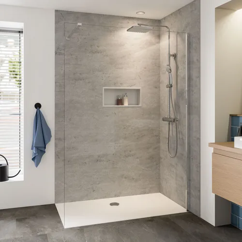 Breuer Panorama Duschwand 140 cm / 200 cm - Klarglas mit Alu Chromeffekt - Walk-In Duschwand aus hochwertigem Klarglas, ideal für ein modernes Badezimmer und sorgt für ein offenes Raumgefühl.