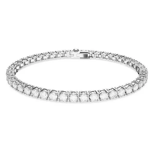 Swarovski Matrix Tennis Armband - Rundschliff in Blau - Armbänder für Damen, klassisches Design mit klaren Kristallen und rhodinierter Fassung für zeitlose Eleganz und strahlenden Glanz.