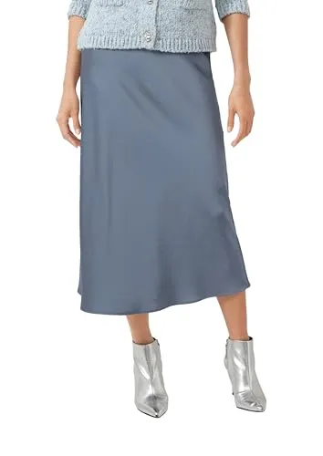s.Oliver BLACK LABEL Midi-Rock in Rauchblau, Größe 36 - Eleganter Midi-Rock aus leichtem Viskose-Mix mit ausgestellter Silhouette. Der satinierte Stoff sorgt für einen dezenten Schimmer und vielseitige Kombinationsmöglichkeiten im Alltag.