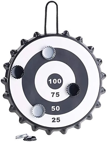 Playtastic Dart: Magnetisches Kronkorken-Dartspiel mit 6 Kronkorken, Ø 24 cm (Dartscheibe, Kronkorkenspiel, Bier)