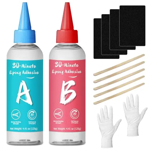 LAMXIN 30 Minutes Epoxy Kleber 250ml, Tough Durable Clear Epoxy Glue Fast Repair, Quick Cure Clear for Metal, Wood, Plastic, Glass, Ceramic