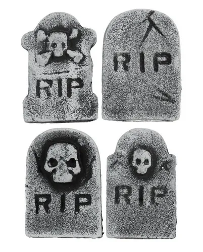 Horror-Shop Dekoobjekt 4er Pack Mini Grabsteine aus Styropor als Hallowee