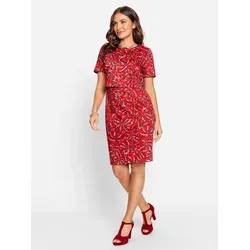 Druckkleid LADY "Kleid" in Rot - Stylisches Damenkleid in modischer 2-in-1-Optik, perfekt für besondere Anlässe. Aus 97% Baumwolle, mit Rundhals und Gehschlitz für optimalen Komfort. Maschinenwaschbar und unterstützt Cotton made in Africa.