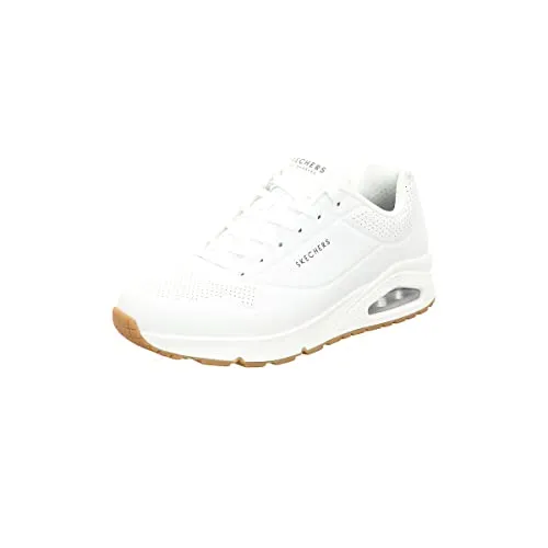 Skechers Uno-Stand on Air LA 52458/WHT White 3269 - Schnür-Sneaker für Herren, modischer Komfort mit Air Cooled Memory Foam und sichtbarer Luftpolsterung, ideal für Alltag und Freizeit.