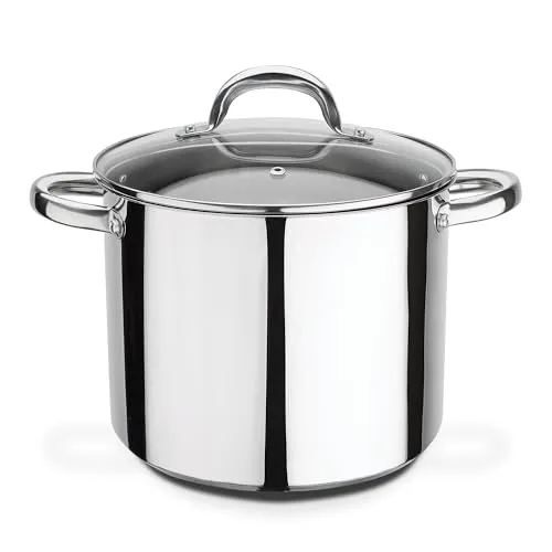 GSW Gemüsetopf Montreal 10L mit Glasdeckel - Induktionsgeeigneter Kochtopf aus hochwertigem Edelstahl, mit energiesparendem Thermo-Kapselboden für optimale Hitzeverteilung und spülmaschinengeeignet. Ideal für jede Küche!