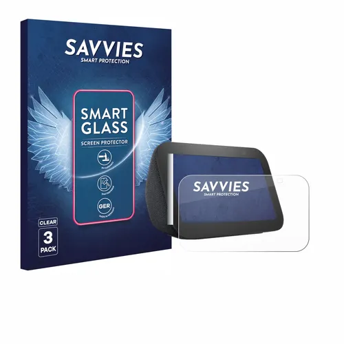 3x Savvies Schutzglas für Amazon Echo Show 5 (3. Gen.) Panzer Folie Glas klar