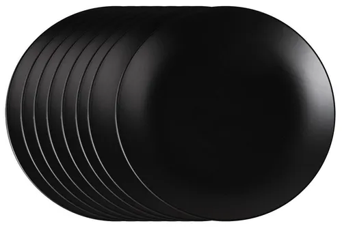 HIT Trading Speiseteller BRUNCH, Ø 27 cm, Schwarz matt - Elegantes 8er Set Speiseteller aus langlebigem Porzellan, spülmaschinen- und mikrowellengeeignet – perfekt für stilvolle Mahlzeiten in jedem Einrichtungsstil.