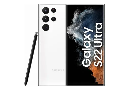 Samsung Galaxy S22 Ultra 128GB in Weiß - SM-S908BZWDEUB - Simlockfreies Handy mit 108 MP Kamera, 6,8 Zoll Dynamic AMOLED Display und wasserdichtem Design. Ideal für Fotografie-Liebhaber und Multimedia-Enthusiasten.