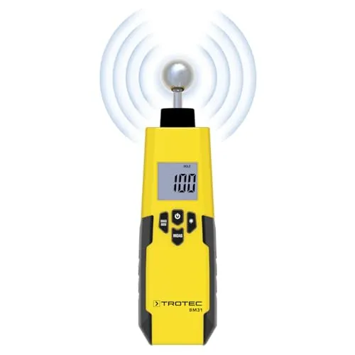 TROTEC Feuchtigkeitsmessgerät BM31 – Zerstörungsfreies Messen von Wand, Holz und Estrich - Feuchtigkeitsmessgerät für Bauwesen und Renovierungen, mit schneller Echtzeitmessung und praktischer Hold-Funktion für präzise Auswertungen.