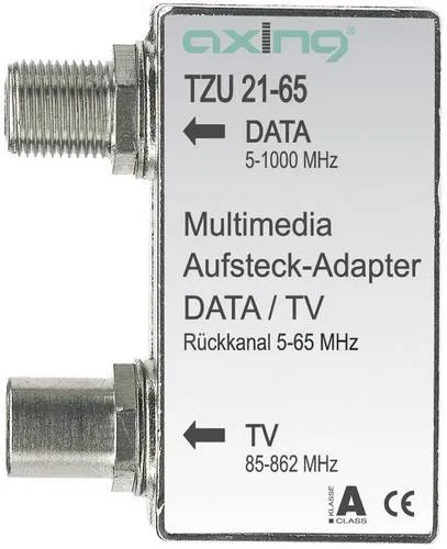 Axing TZU 21-65 Aufsteckadapter - Stecker & Übergänge – Rückkanal 5-65MHz für optimale Signalübertragung auf Radio/TV-Steckdosen, ideal für Breitband- und Filtertechnik.