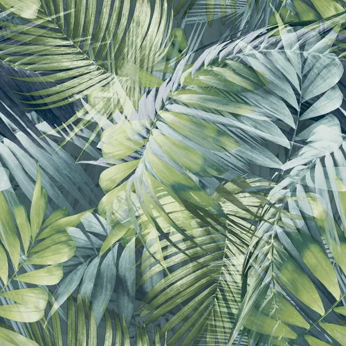 Grandeco Vliestapete Nomad 170702 Palmblätter Grün Blau (5,06€/1qm)