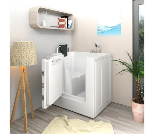 AcquaVapore Senioren Sitzbadewanne mit Tür S02-A-L 78x100 cm - Sanitäranlagen & Zubehör, sichere Badewanne für Senioren mit seitlicher Tür für einfachen Einstieg und herausragender Stabilität durch glasfaserverstärktes Sanitär-Acryl.