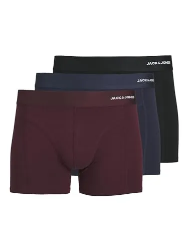 JACK & JONES Herren Jacbasic Bamboo Trunks 3 Pack - Herren-Boxershorts im 3er Pack, aus hochwertiger Bambus-Viskose für optimalen Tragekomfort und stylischen Look mit breitem Bund.