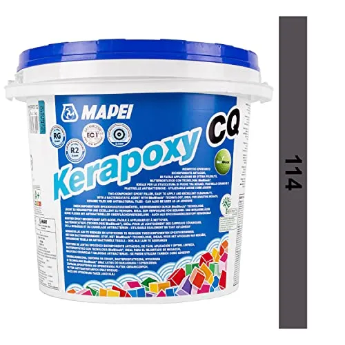 MAPEI Kerapoxy CQ Epoxidharz Fugenmörtel 3 kg 114 anthrazit - Zweikomponentiger Epoxidharzmörtel für Fugen ab 2 mm. Ideal für Keramik, Naturstein und Glasmosaik. Hervorragende Verarbeitungseigenschaften und hohe Beständigkeit für den professionellen Einsatz in Küchen und Schwimmbädern.