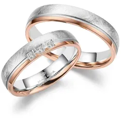 MARRYA Trauring Edelstahl Ringe Trauringe Eheringe Partnerringe rosa|silberfarben 64