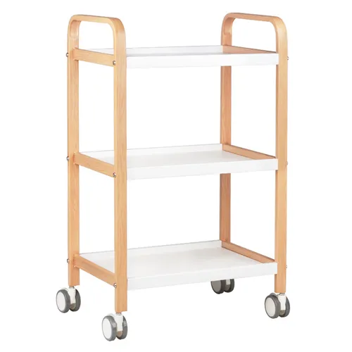 Kosmetikwagen Rollcontainer rollwagen Trolley Salonwagen HS09 Holz/weiß