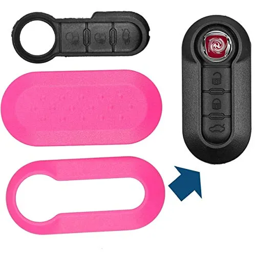 Auto Schlüssel Set Schale Cover Pink + Tastenfeld für FIAT 500 Punto Doblo