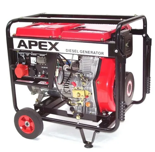 Apex Stromerzeuger E-Start Diesel Generator 5500W 400V - Stromaggregate für zuverlässige Energieversorgung mit 5500W Leistung. Der leistungsstarke 406ccm Dieselmotor und der bequeme Elektrostarter garantieren müheloses Starten und hohe Effizienz.