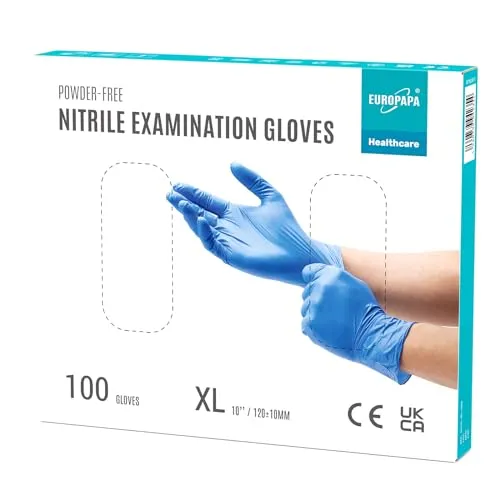 EUROPAPA® 100x Nitrilhandschuhe Einweghandschuhe Einmalhandschuhe Untersuchungshandschuhe Nitril Handschuhe puderfrei ohne Latex unsteril latexfrei disposible gloves (XL, Ocean Blau)