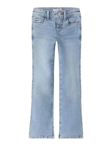 Name It Bootcut-Jeans NKFPOLLY SKINNY BOOT JEANS 1142-AU NOOS – Stretch Denim in Light Blue - Bequeme Bootcut-Jeans für Kinder mit elastischem Material. Ideal für lässige Outfits, pflegeleicht und knöchellang. Perfekte Passform dank verstellbarem Bund!