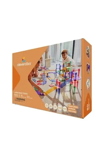 Cleverclixx Autobahn-Bausatz 80 Teile - Magnetspielzeug in Pastellfarben für kreativen Rennspaß. Langlebige und robuste Bauweise mit Verkehrsschildern und Auto für unendliche Spielmöglichkeiten.