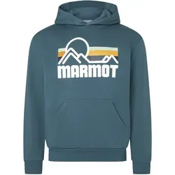 Marmot Longsleeve Sweatshirts M COASTAL HOODY bunt L - Sportliches Herren-Sweatshirt aus 60% Baumwolle und 40% recyceltem Polyester, ideal für Wanderungen und umweltbewusste Mode.