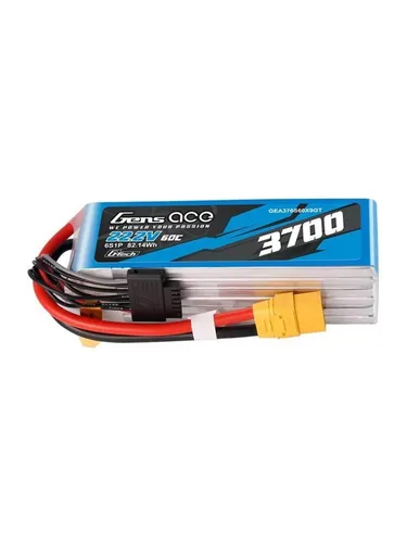 Akku Lipo Gens Ace G-Tech 3700mAh 22.2V 60C 6S1P XT90 - Modellbauzubehör, Hochleistungsakku mit 3700 mAh und 60C Dauerentladung, ideal für Hubschraubermodelle der 500er und 600er Klasse.