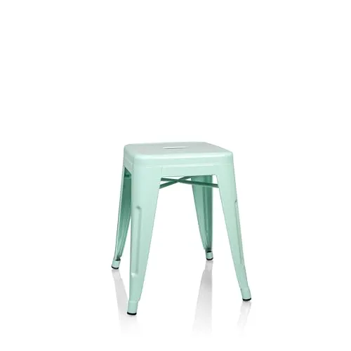 hjh OFFICE 645007 Metall Hocker VANTAGGIO - Pastellgrün, stapelbar - Bürohocker im modernen Industry-Design, robustes Metallgestell, ideal für Gastronomie und Zuhause, leicht zu reinigen und bis 150kg belastbar.