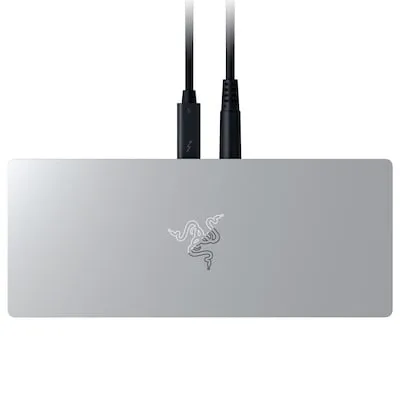 Razer Thunderbolt 5 Dock - Desktop-RGB-Dock für mehrere Geräte & Bildschirme - Weiteres Notebook-Zubehör mit 140W Netzteil, unterstützt 8K Auflösung und bietet vielseitige Anschlussmöglichkeiten für ein optimales Setup.