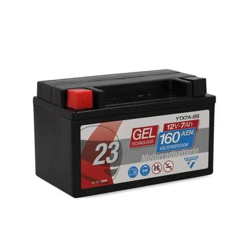 CARTEC Motorradbatterie YTX7A-BS, 7Ah, 160A - Motorradbatterie mit auslaufsicherer Gel-Technologie, wartungsfrei und ideal für sportliche Fahrer – vielseitig einsetzbar für Motorräder, Mofas, Quads und mehr.